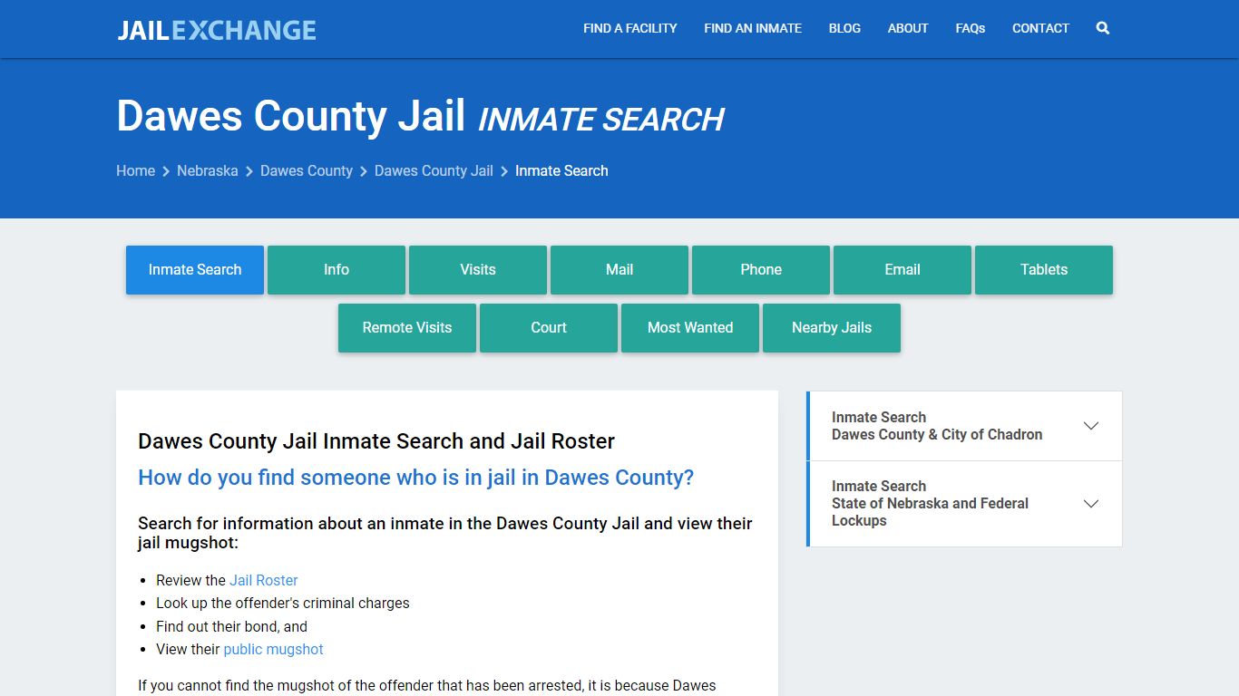Inmate Search: Roster & Mugshots - Dawes County Jail, NE