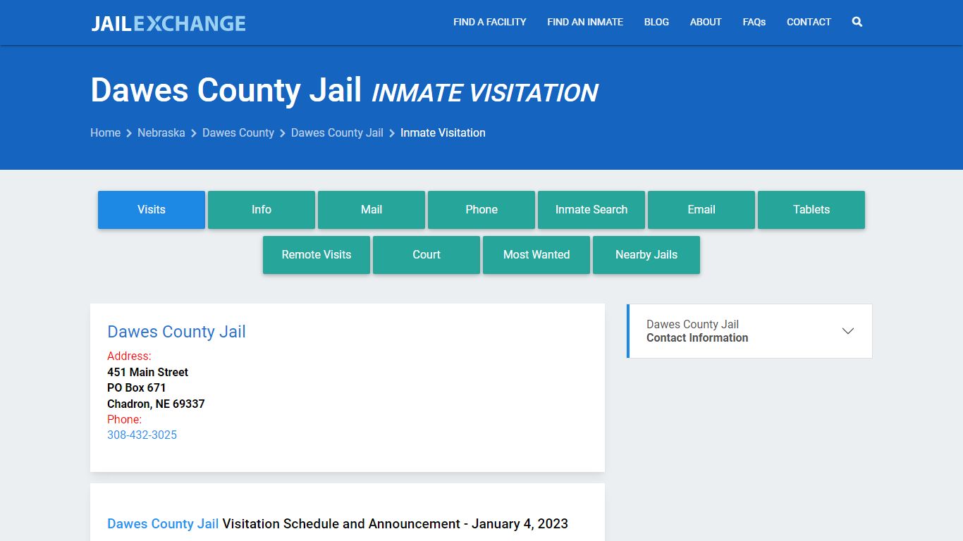 Dawes County Jail Inmate Visitation - Jail Exchange