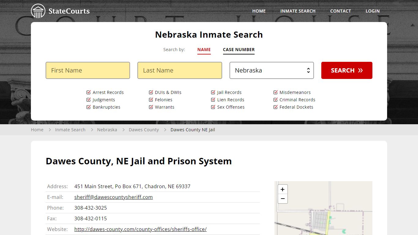 Dawes County NE Jail Inmate Records Search, Nebraska - StateCourts